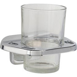Item 408990, Vista series zinc die-cast toothbrush and tumbler holder with concealed 