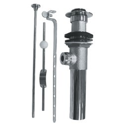 Item 410834, 1-1/4" drain, cast brass tee, lift rod and knob, removable stopper, chrome-