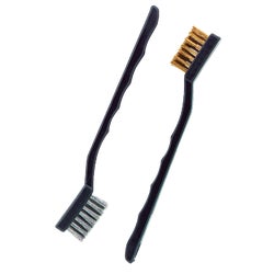 Item 414018, 2 brushes per card: 1 brass bristle brush for soft materials, 1 stainless 