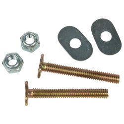 Item 414625, Contains 2 each: 1/4" x 2-1/4" brass-plated steel bolts, open end nuts and 