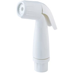 Item 414999, White finish plastic spray head attaches to existing hose to replace any 