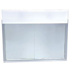 Item 420351, Surface mounted white powder-coated steel medicine cabinet with built-in 