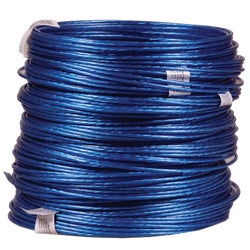 Item 423660, Blue plastic-coated stranded galvanized steel wire.