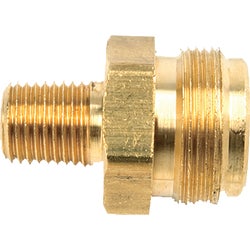 Item 424900, Propane brass fitting. 1 In.-20 Male throwaway cylinder thread x 1/4 In.