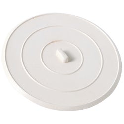 Item 431125, 5" O.D. flat suction-grip sink stopper. White color.