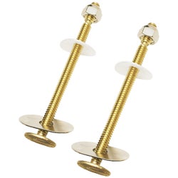 Item 434845, Contains 2 each: 1/4" x 3-1/2" solid brass snap-off style bolts, open end 