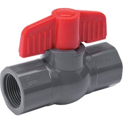 Item 434884, PVC Schedule 80 grey ball valve F.I.P. Rated at 150 P.S.I. at 73 deg. F.