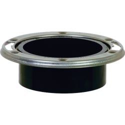 Item 436070, 4 x 3 ABS closet flange with stainless steel flush to floor swivel ring.