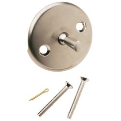 Item 438743, Face plate for trip lever bath drain with screws. Brushed nickel.