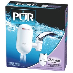Item 444326, PUR Plus faucet mount water filter system reduces contaminants with an 