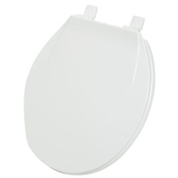 Item 445352, Home Impressions standard grade solid plastic round toilet seat.