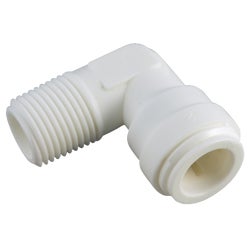 Item 451339, Plastic Male elbow with simple, yet secure, push-in connections.