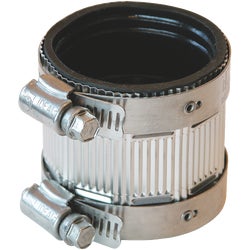 Item 455037, No-hub coupling made of 100% neoprene with stainless steel clamps.