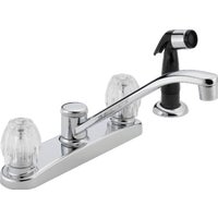 P225LF Peerless Core Double Handle Kitchen Faucet with Black Side Spray faucet kitchen
