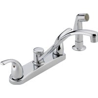 P299508LF Peerless Choice Double Lever Handle Kitchen Faucet with Chrome Side Sprayer faucet kitchen