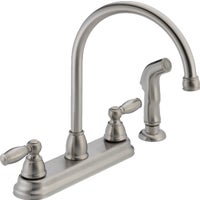 P299575LF-SS Peerless Double Handle Designer Kitchen Faucet with Matching Side Sprayer faucet kitchen