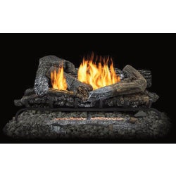 Item 461016, The beautifully crafted, deep textured charred look, split oak cast log set