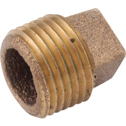 Item 463965, Low lead cored threaded pipe plug. Rough brass, import.