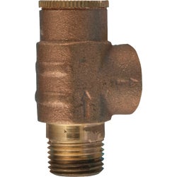 Item 464697, Low lead pressure relief valve. 1/2 In. pipe thread set at 75 psi.