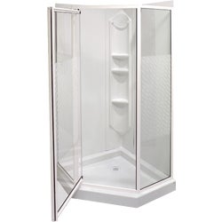 Item 464884, Textured ABS base, 3-piece polystyrene wall system, 3 shelves and 1 towel 