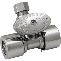 Item 469695, Solid brass chrome-plated quick lock quarter turn in-line valve with simple