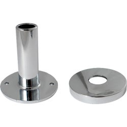 Item 482783, The flanged tube and hardware covers the rough-in hole and rough pipes well