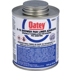 Item 491071, X-15 PVC solvent with dauber. Shower pan liner adhesive.