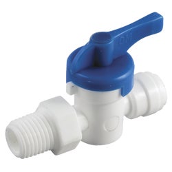 Item 499986, Plastic ball valve with simple, yet secure, push-in connections.