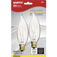 S3774 Satco CA8 Incandescent Turn Tip Decorative Light Bulb