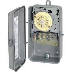 Item 500264, Mechanical 120-volt time switch with a raintight enclosure.