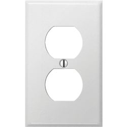 Item 500402, Stamped steel duplex outlet wall plate.
