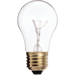 Item 500434, A15 incandescent appliance light bulb with medium base.