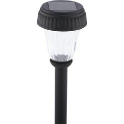 Item 500608, Black LED solar stake light with plastic stake and plastic lens.