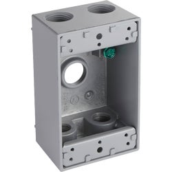 Item 500739, Single gang box with lugs, 2 inches deep with 5 outlets, 1/2-inch NPT (