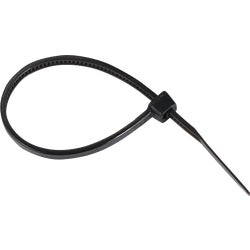 Item 501101, Ultraviolet and weather-resistant black nylon cable tie.