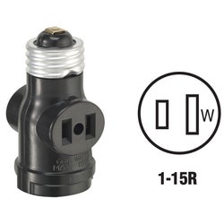 Item 501255, Converts single socket to a lampholder plus 2 outlets for nonpolarized 