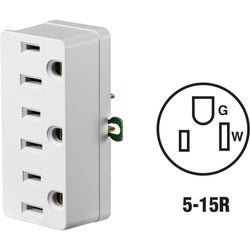 Item 501345, Triple grounding adapter converts 1 non-grounding outlet into 3 grounding 