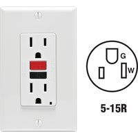 C12-GFNT1-RNW Leviton SmartLockPro Self-Test 15A GFCI Outlet With Wall Plate
