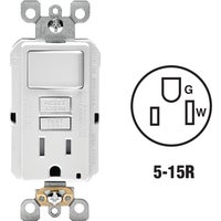 C92-GFSW1-00W Leviton Self-Test Tamper Resistant GFCI Switch & Outlet Combination With Wallplate