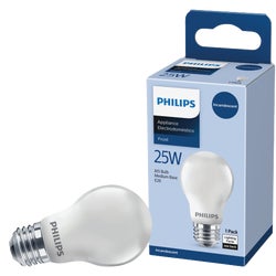 Item 501688, A15 incandescent appliance light bulb with medium base.