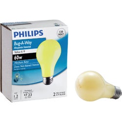 Item 501726, Bug-A-Way A19 medium base incandescent light bulb.
