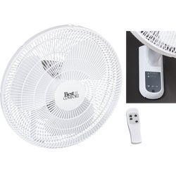 Item 502402, 16-inch wall-mount fan with remote control for convenience, especially if 
