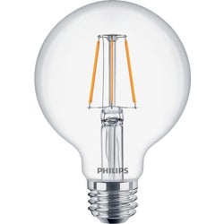 Item 502733, LED (light emitting diode) globe light bulb with a medium base.