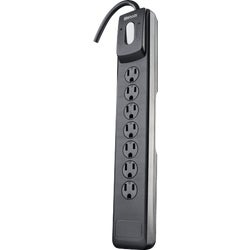 Item 502770, Surge protector strip with safety overload feature, flat plug style, and 
