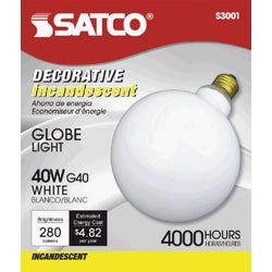 Item 503048, G40, decorative, incandescent globe light bulb with medium brass base.