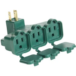 Item 505412, 3-outlet, 3-conductor outlet tap with rain tight safety covers.