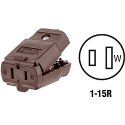 Item 507261, Thermoplastic connector has built-in hinged, clamp tight strain relief.