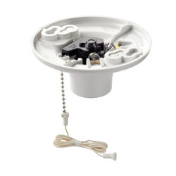 Item 507296, 2-piece, pull chain, outlet box, incandescent lampholder.