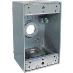 Item 507614, Single gang box with lugs, 2 inches deep with 3 outlets, 1/2-inch NPT (