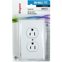 Item 510797, PVC on-wall outlet box with matching duplex outlet and wall plate.